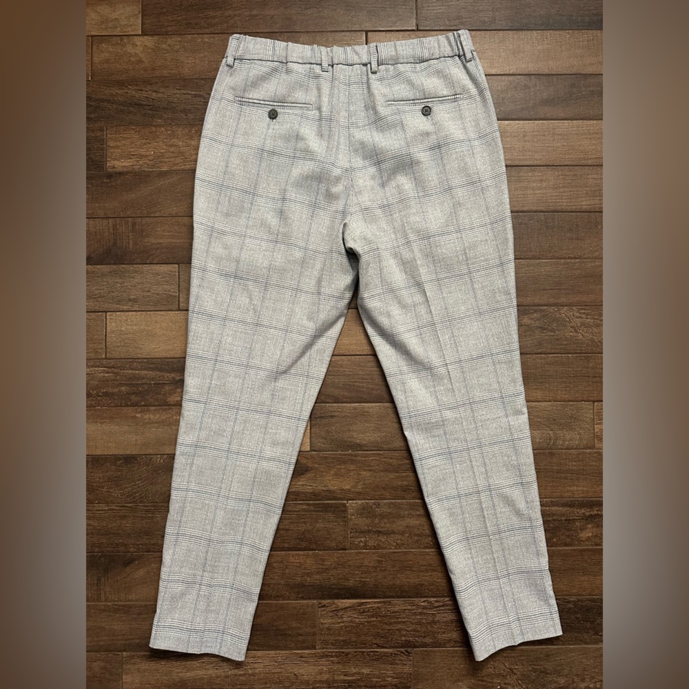 Express Plaid Light Gray Work Pants - Picture 3 of 7